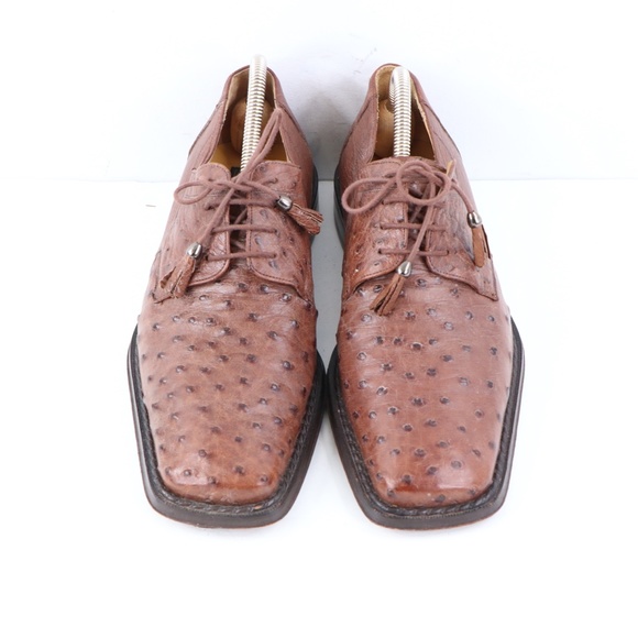 Mezlan Platinum Ostrich Leather Dress Shoes Brown